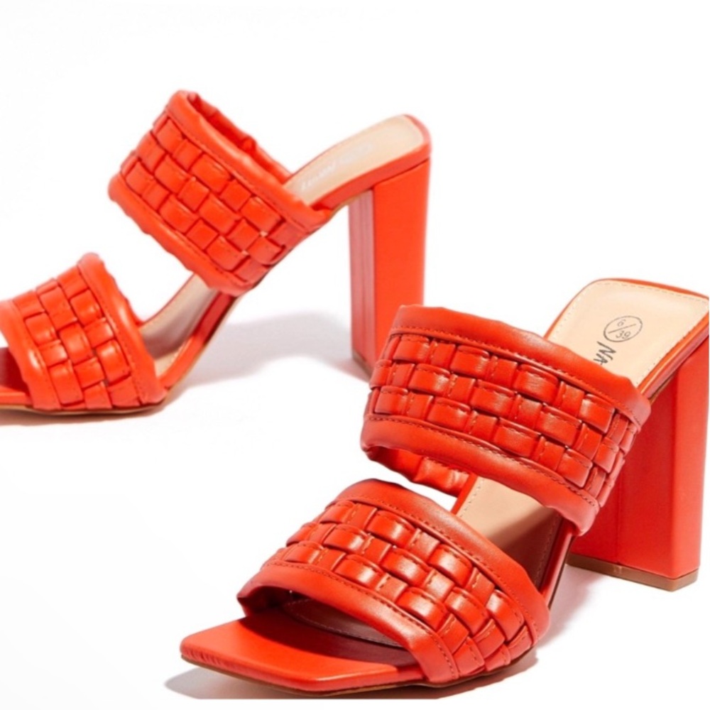 Nasty Gal Woven Faux Leather Heeled Mules - NWOB